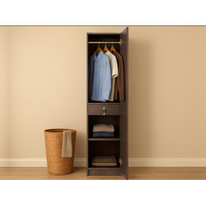Bellewood - Single Door Wardrobe - Walnut Finish